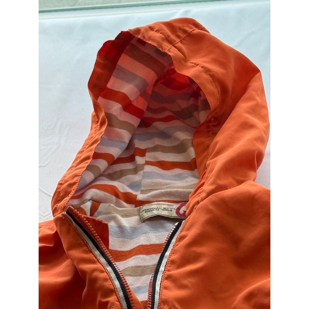 Zip Up, Boy’s Hooded Orange Jacket/Coat (Size 12 Months), Striped Interior - Picture 6 of 11